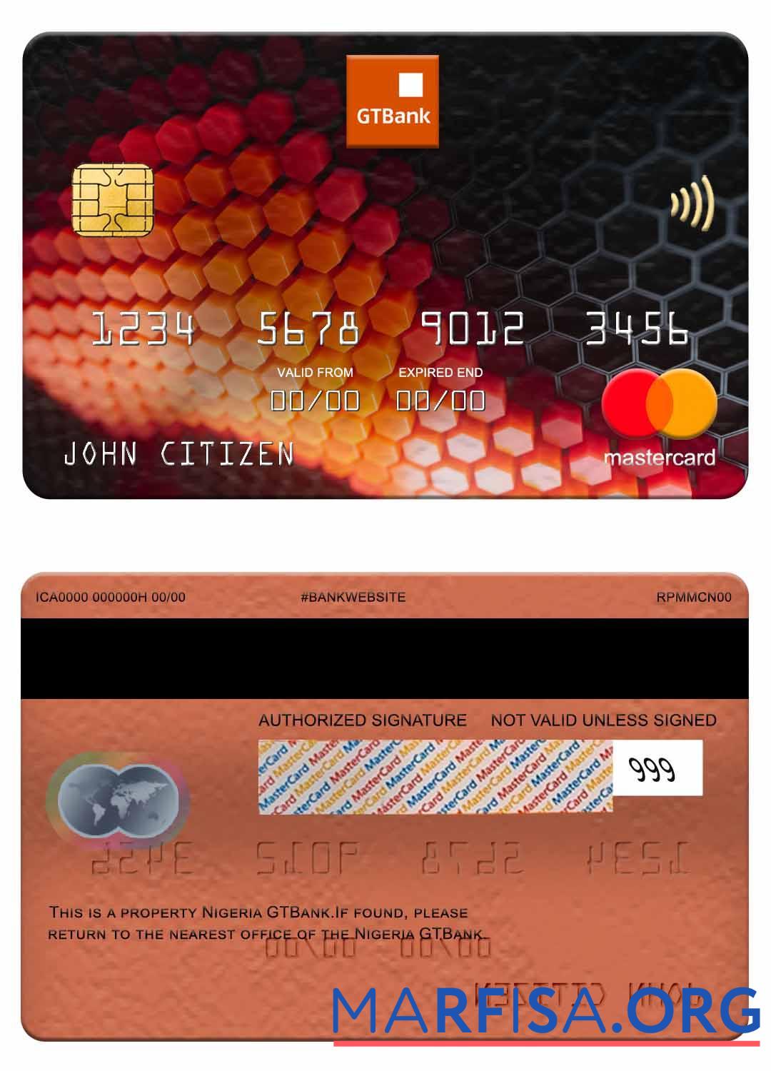 Blank Nigeria GTBank mastercard real example